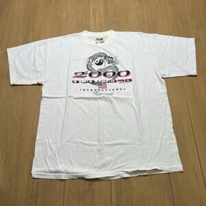 Y2K Year of the Dragon Honolulu Hawaii T-Shirt Men's Sz XL White/Black baggy